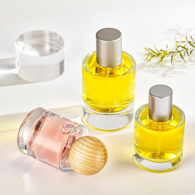 ซื้อ ขวดแก้วน้ำหอม 30ml 50ml ดาบปลายปืนทรงกระบอกใสขวดน้ำหอม Subpackage สเปรย์เครื่องสำอางพร้อมฝาไม้ online manufacture
