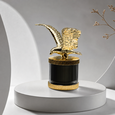 ซื้อ ปีกกระจาย 3 มิติหรู Eagle Zamac Cap กลิ่นหอม Plated Gold Textured Flying Hawk Sculpture Vertical Fluted Base กลิ่นหอม กล่องซิงก์สลัด กล่องน้ําหอม Cover Custom Logo FEA15 สําหรับกล่องน้ําหอม การผลิตออนไลน์