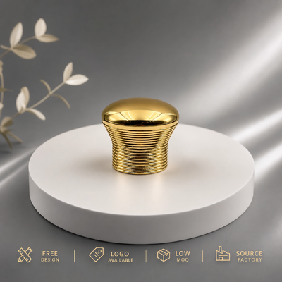 ซื้อ ฝาขวดน้ำหอมทรงเห็ดทรงนาฬิกาทรายลายร่องแนวนอนแบบกำหนดเองจากโรงงาน ชุบทอง สังกะสีอัลลอยด์ รุ่น JHS027 OEM ODM ฝาขวดน้ำหอม Zamac สลักโลโก้แบบกำหนดเองสำหรับขวดน้ำหอมแก้วหรู ฝาแม่เหล็ก การผลิตออนไลน์