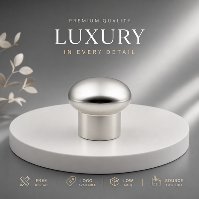 ซื้อ โรงงาน Custom Mushroom Dome Brushed Silver Zinc Alloy Perfume Cap OEM ODM Custom Engraved Logo Zamac Metal Perfume Lid สําหรับขวดแก้วหอมหรูหรา การผลิตออนไลน์