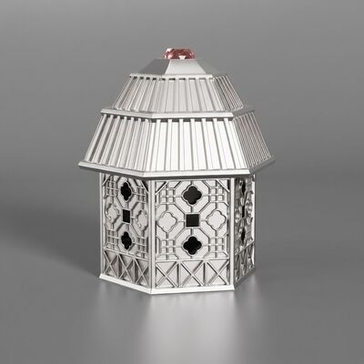 ซื้อ สไตล์บ้านสําราญหรู Zamac หัวหอม Hexagon Hollow Lattice Carving With Inlaid Pink Gem FEA15 ปากยีนกสลัดหอม Cover Light Gold Plating โลโก้ที่กําเนิดจากโรงงาน การผลิตออนไลน์