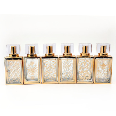 50ml Electroplated Square Perfume Bottle Subpackage Empty Bottle ขายส่งขวดแก้วน้ำหอมสเปรย์ขวดแก้ว