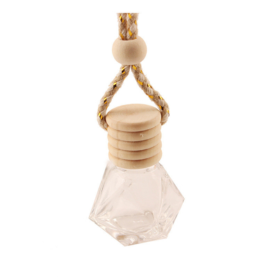ขวดน้ำหอมเพชร 8ML, จี้ขวดน้ำหอมรถยนต์, แก้วใส, ขวดเปล่าพร้อมฝาไม้