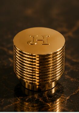 Premium Ribbed Design Zamak Perfume Cap with Mirror Gold Finish and Customizable Branding