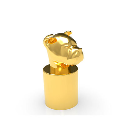 Custom Dog Head Gold Fasion ฝาขวดน้ำหอม ISO 9001